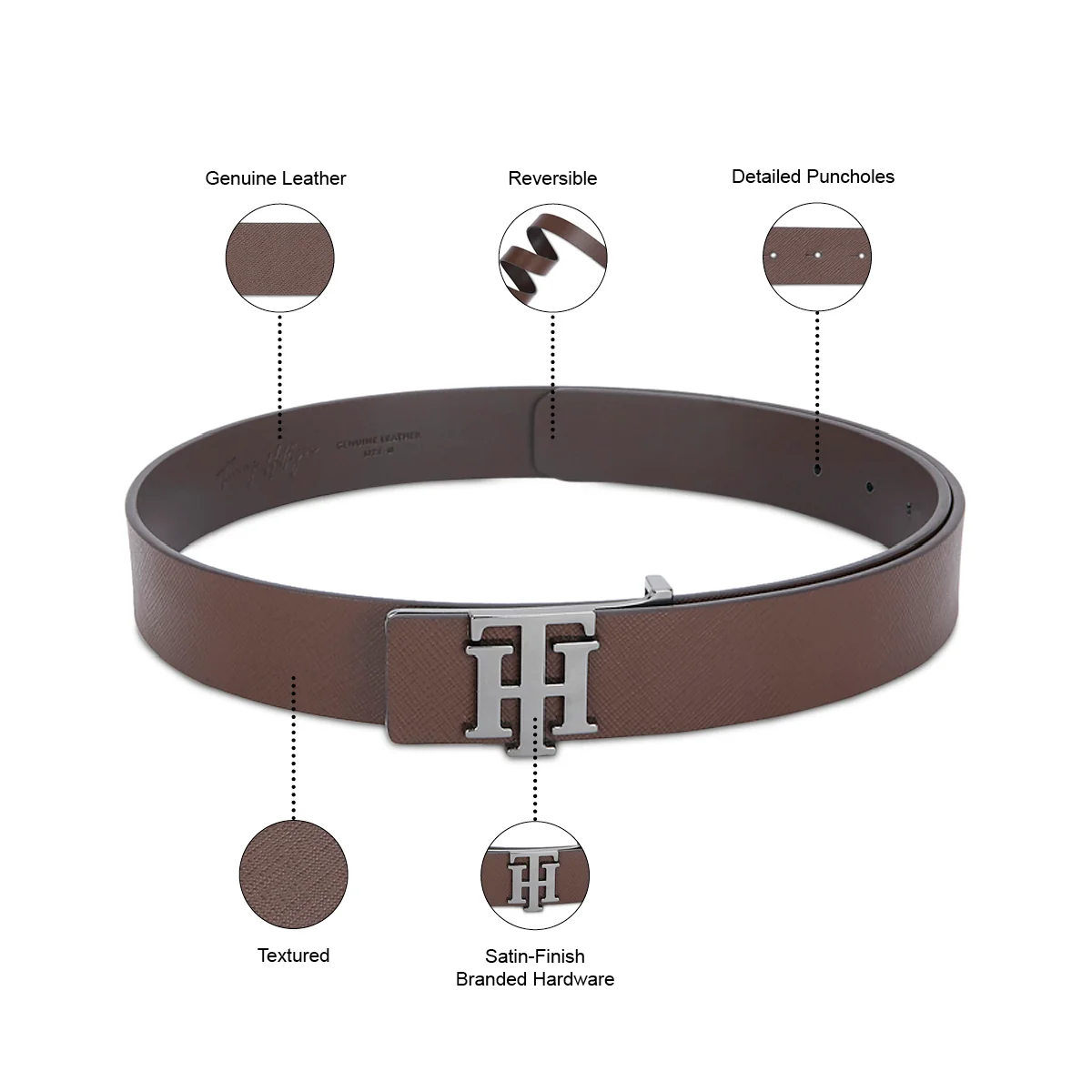 Tommy Hilfiger Argentina Men's Leather Belt Brown - Image 4