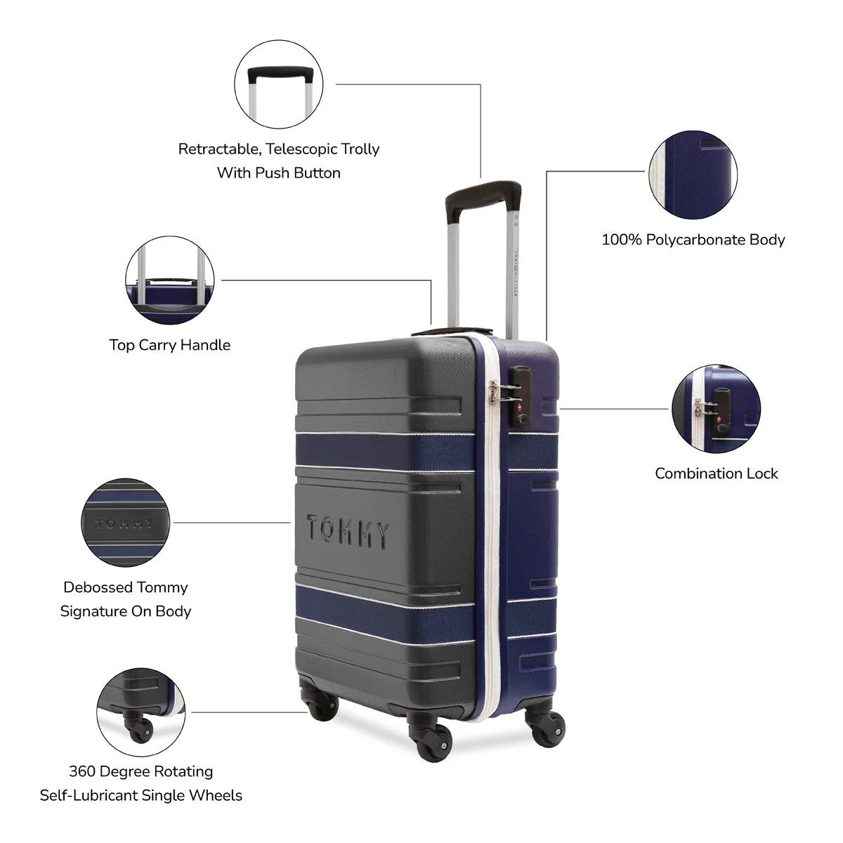 Tommy Hilfiger Las Vegas Unisex Hard Luggage ( Cabin + Cargo ) - Image 5
