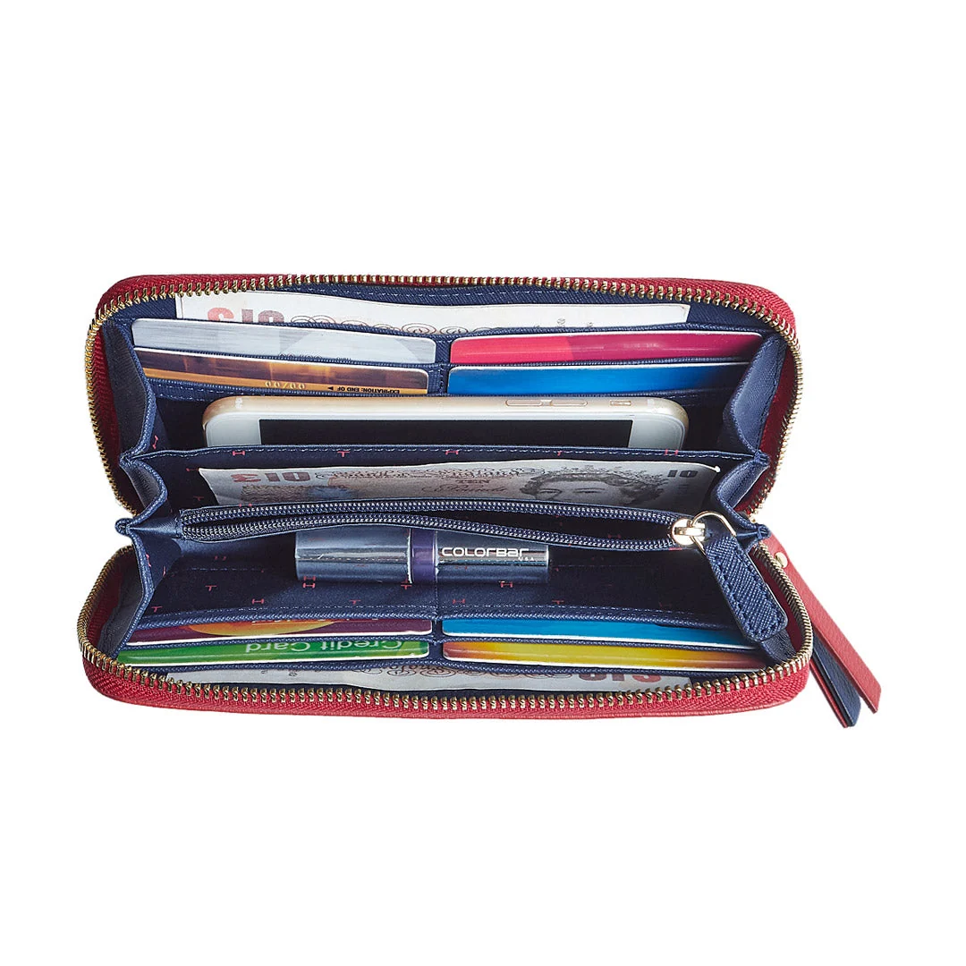 Tommy Hilfiger Omaha Women's Genuine Leather Wallet-Red - Image 13