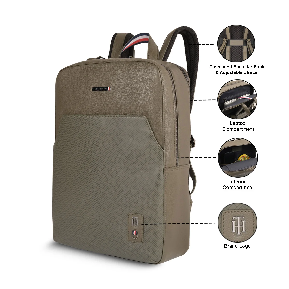 Tommy Hilfiger Premium Leather Line Prudence Laptop Backpack - Image 4