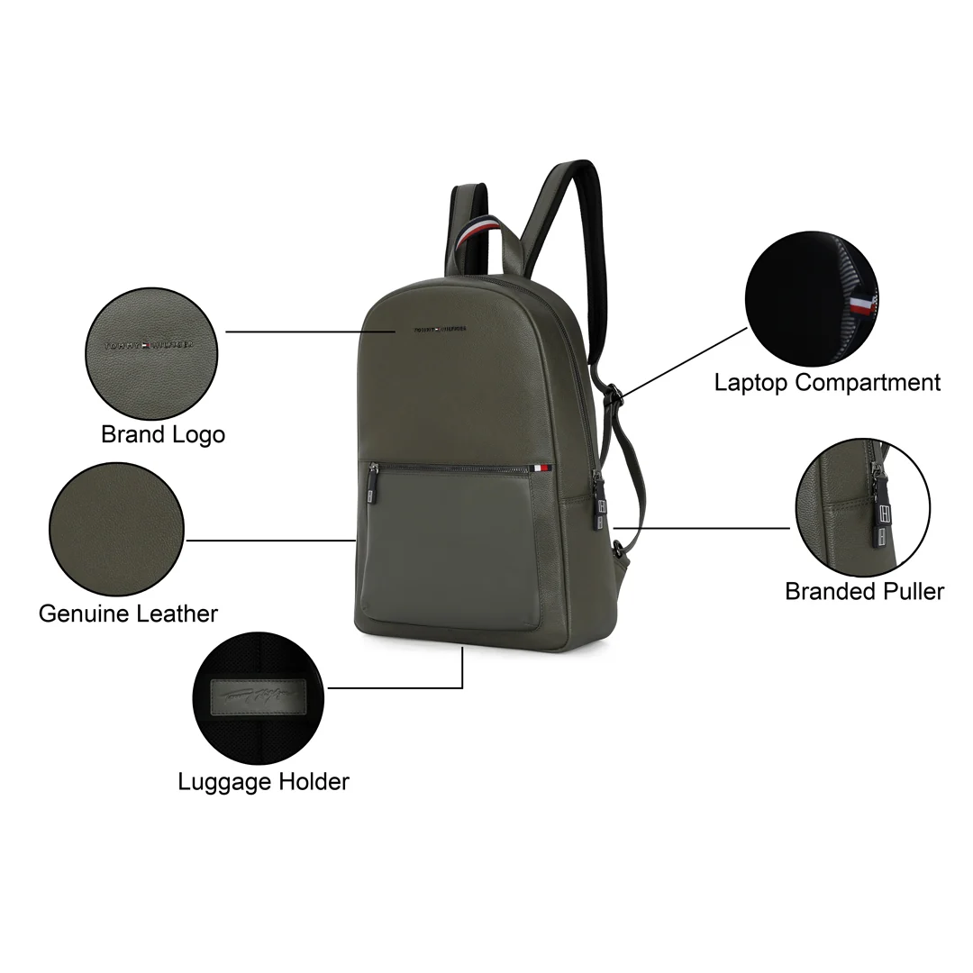 Tommy Hilfiger Premium Leather Line Rochester Laptop Backpack - Image 4