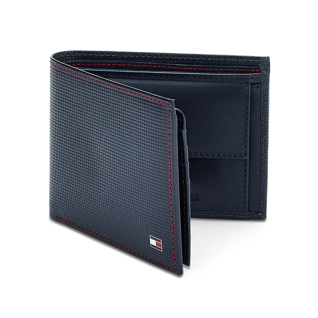 Tommy Hilfiger Romont Plus Men's slim fold Leather Global Coin Wallet-Navy - Image 2