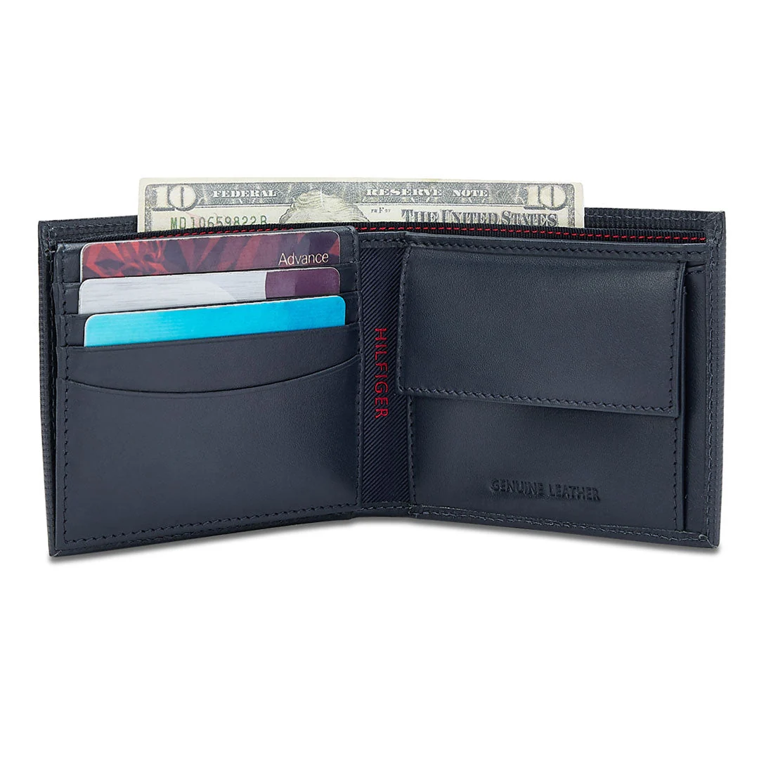 Tommy Hilfiger Romont Plus Men's slim fold Leather Global Coin Wallet-Navy - Image 6
