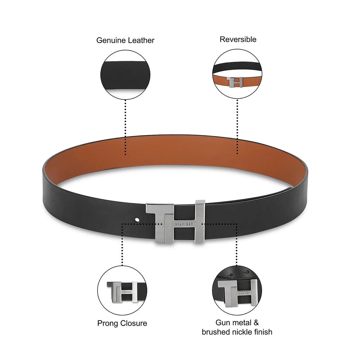 Tommy Hilfiger Skive Men's Reversible Leather Belt - Image 4
