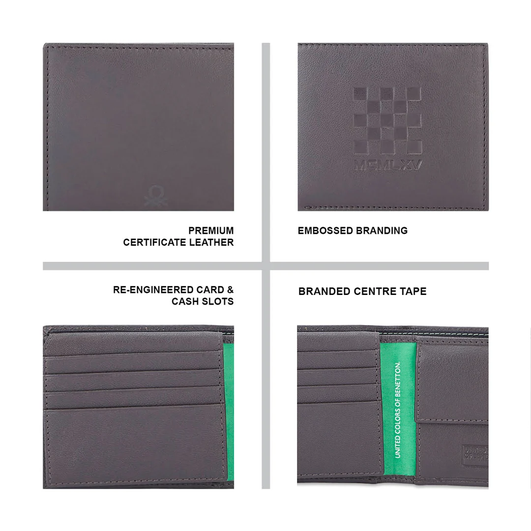 United Colors of Benetton Eagen Men's Leather Multi Card Coin Wallet - Image 4