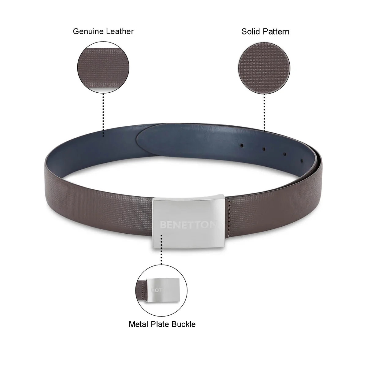 United Colors of Benetton Gatto Men's Leather Reversible Belt - Image 4