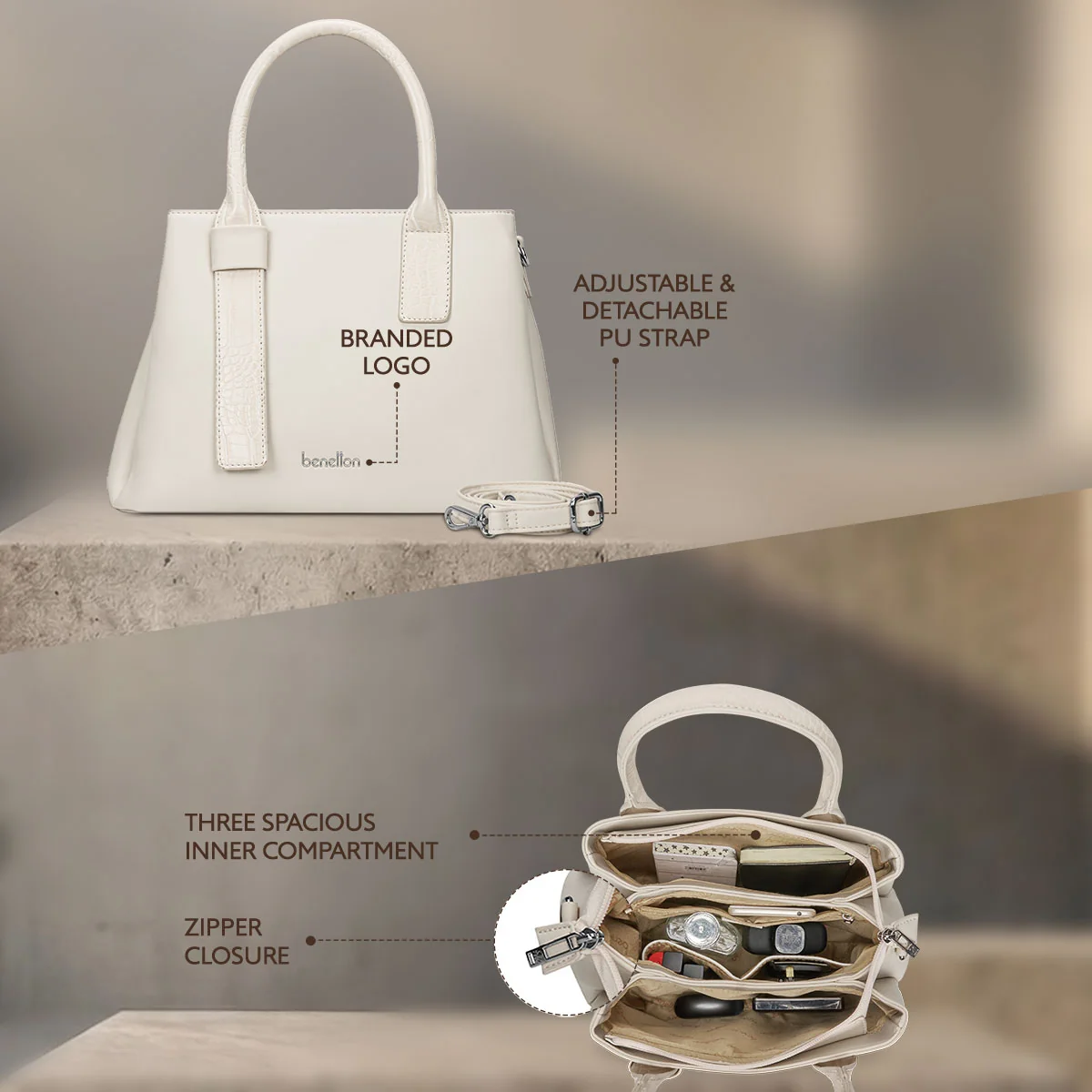United Colors of Benetton Amaya Women's Satchel - Image 3