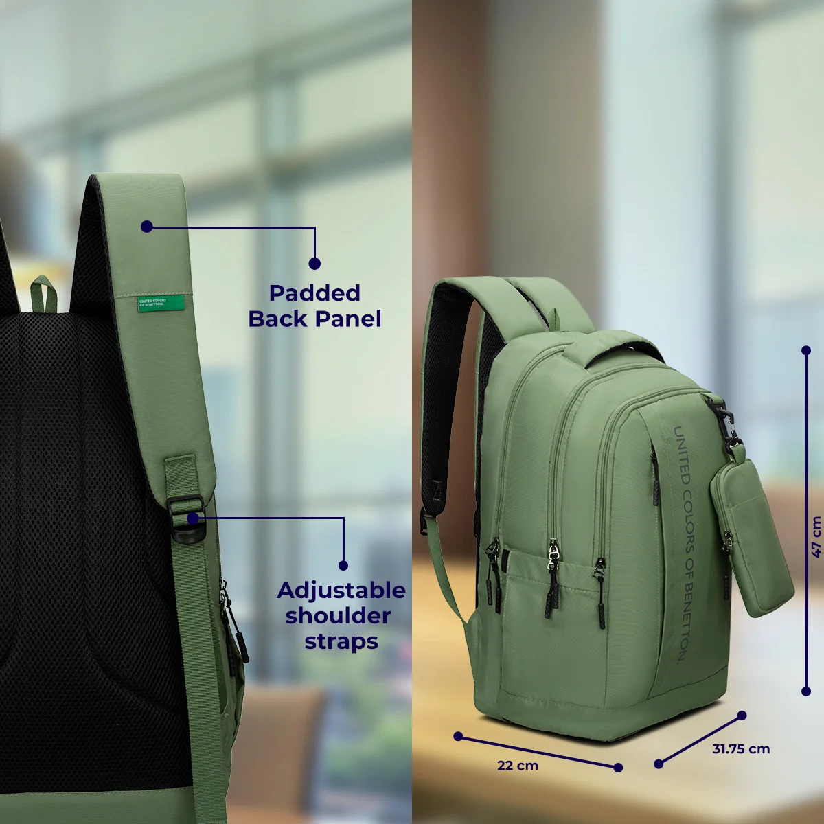 United Colors of Benetton Apex Laptop Backpack - Image 6