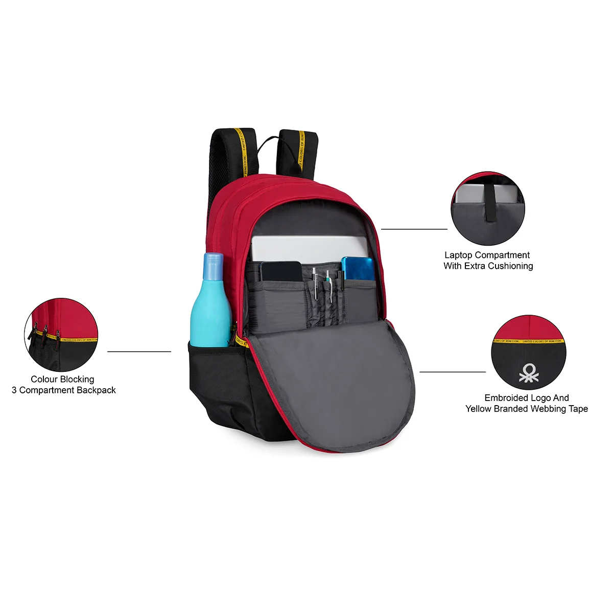 United Colors of Benetton Cairate Laptop Backpack - Image 4