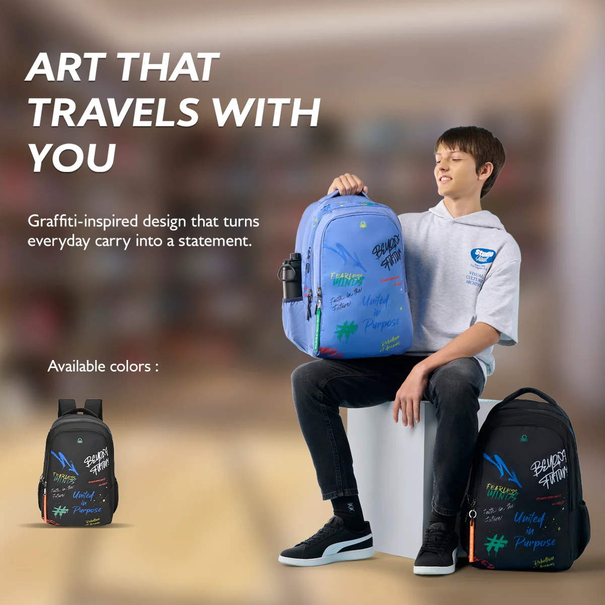 United Colors of Benetton Graffiti Non Laptop Backpack - Image 7