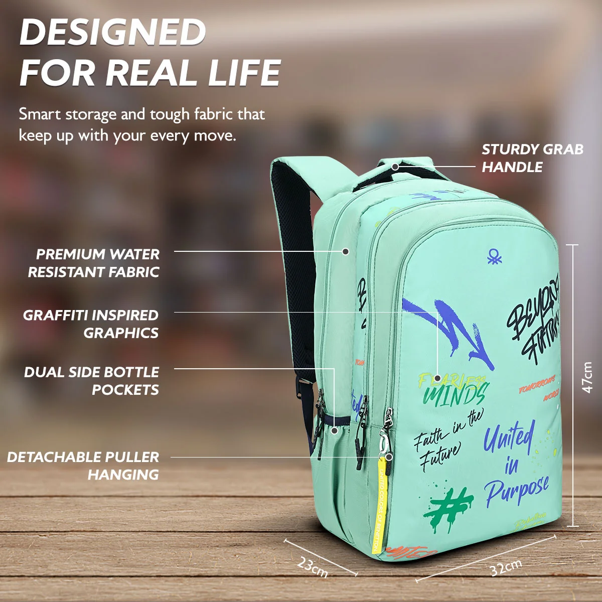 United Colors of Benetton Graffiti Non Laptop Backpack - Image 4