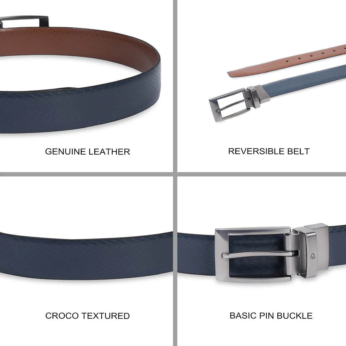 United Colors of Benetton Grave Men's Reversible Belt - Image 4