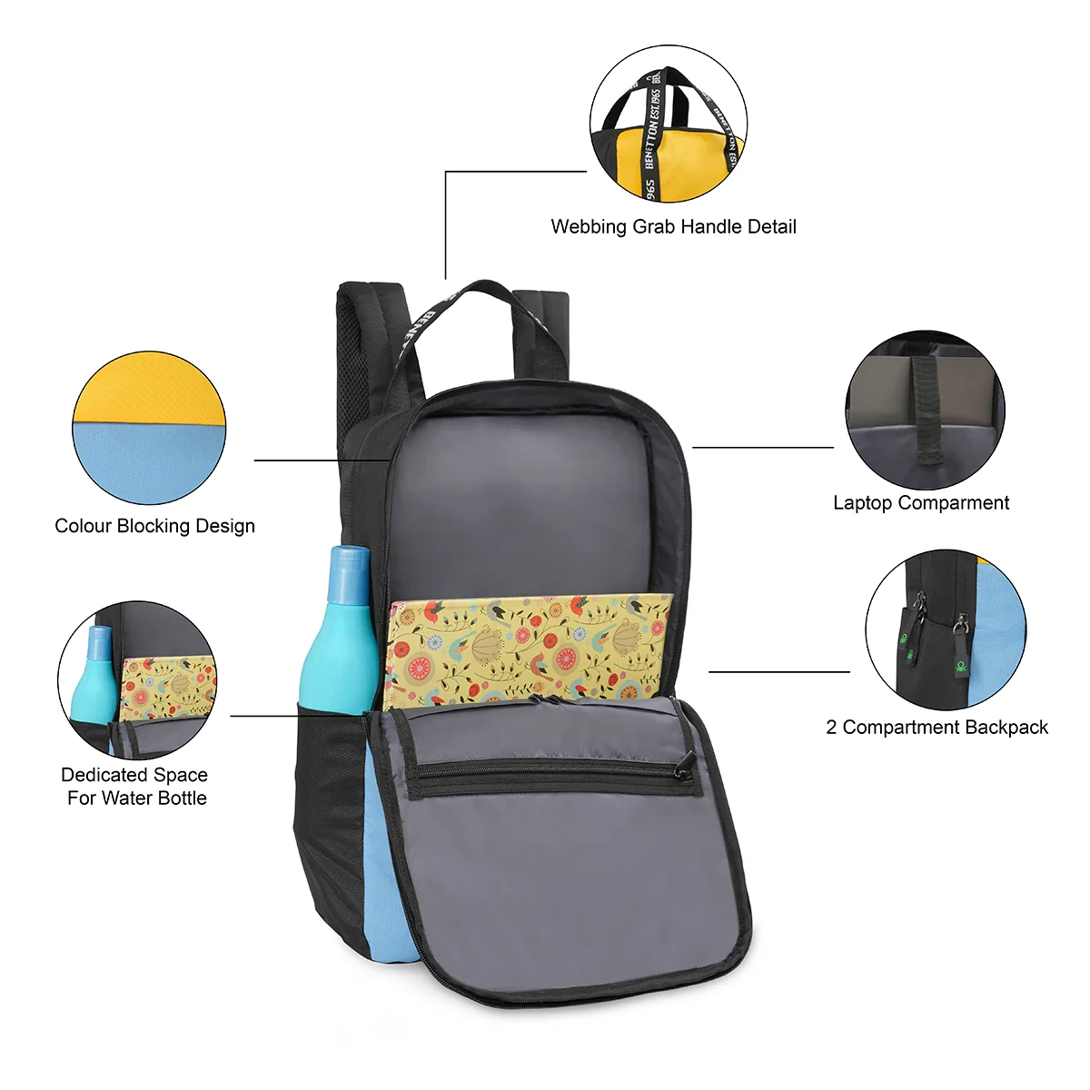 United Colors of Benetton Salerno Laptop Backpack - Image 4
