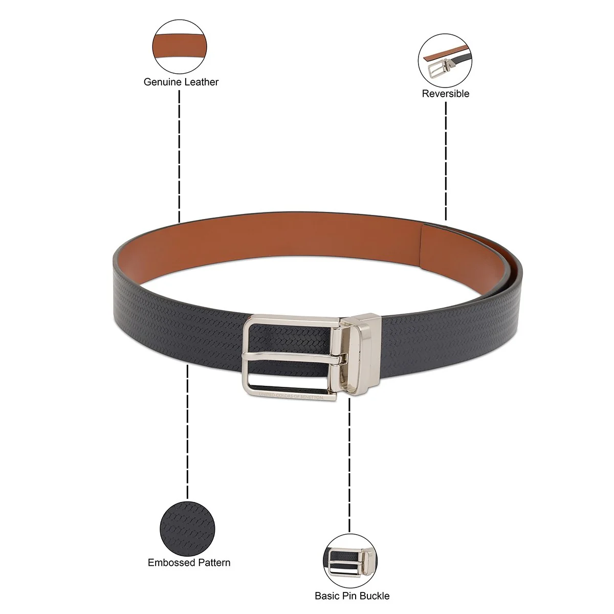 United Colors of Benetton Tomas Men's Reversible belt - Image 4