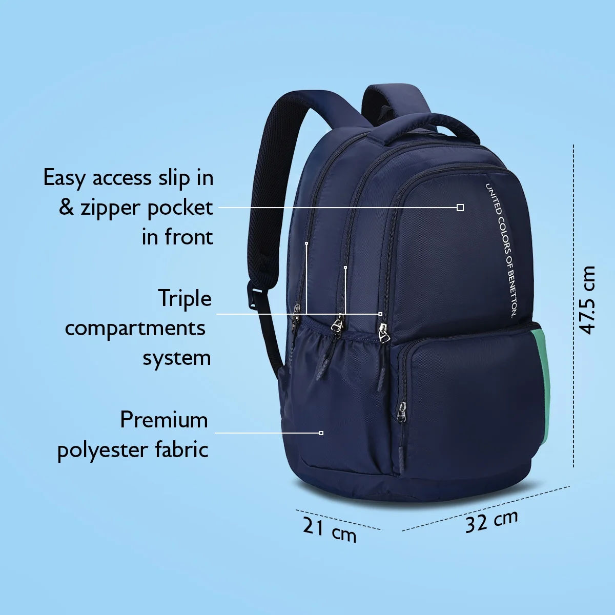 United Colors of Benetton Vance Laptop Backpack - Image 4
