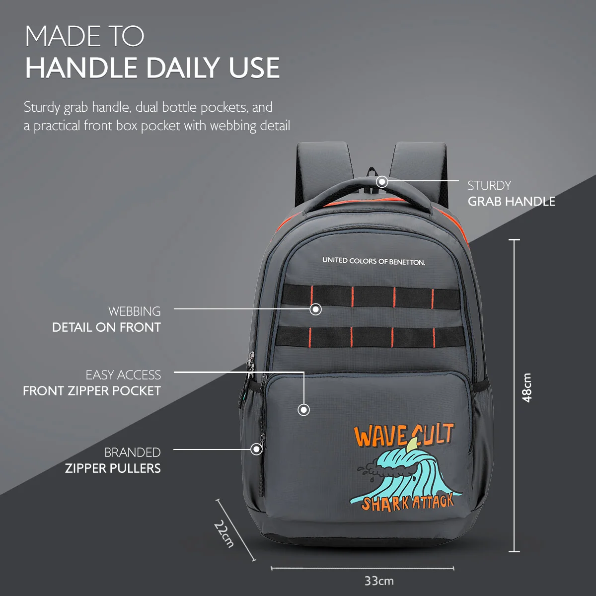 United Colors of Benetton Waves Non Laptop Backpack - Image 4